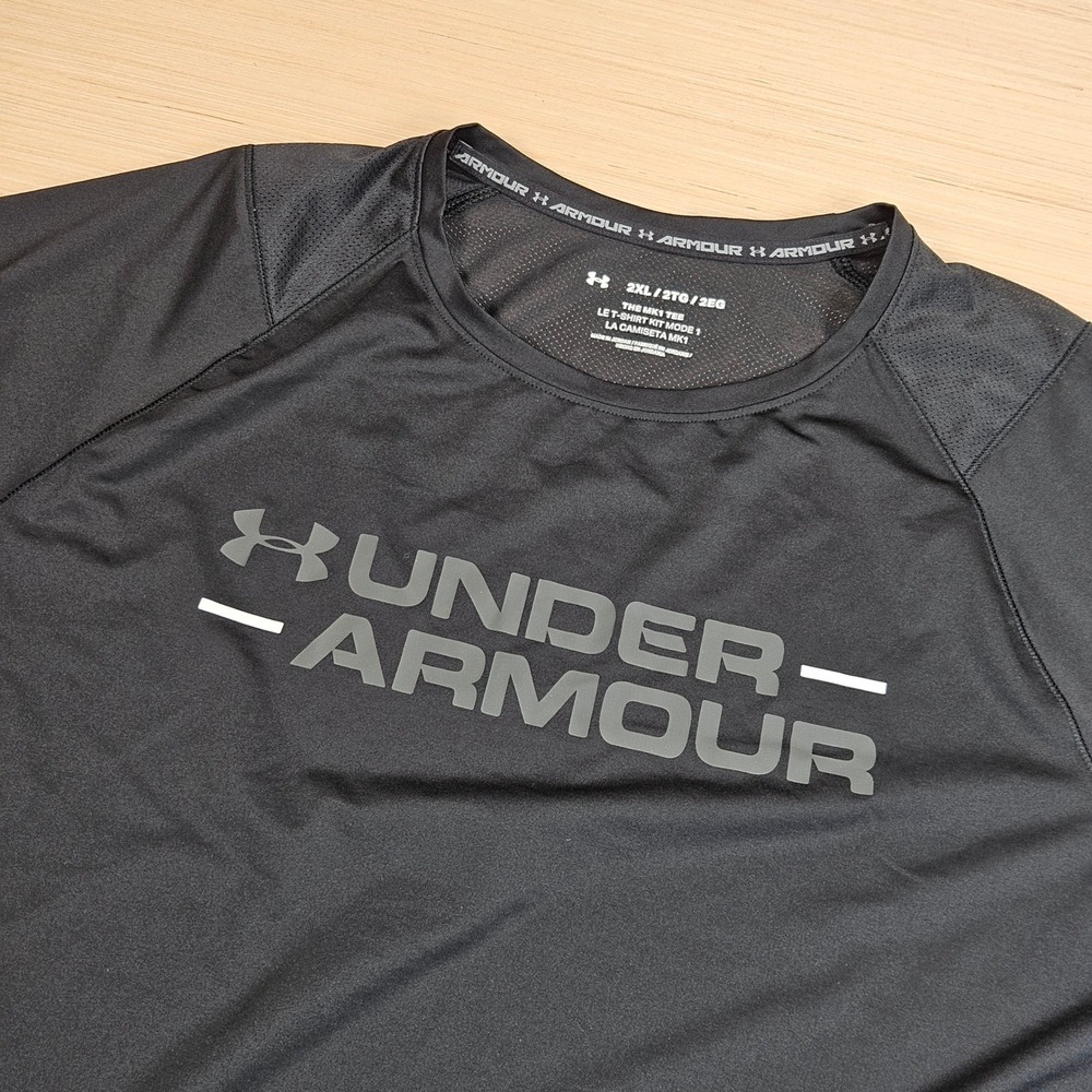 Under Armour MK1 Tee Mens XXL Black Short Sleeve Activewear Gym Shirt AB032